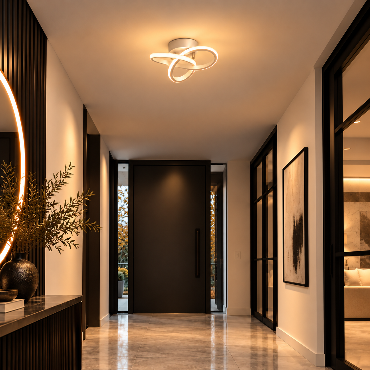 Twisted ring LED ceiling light black or white – view 5