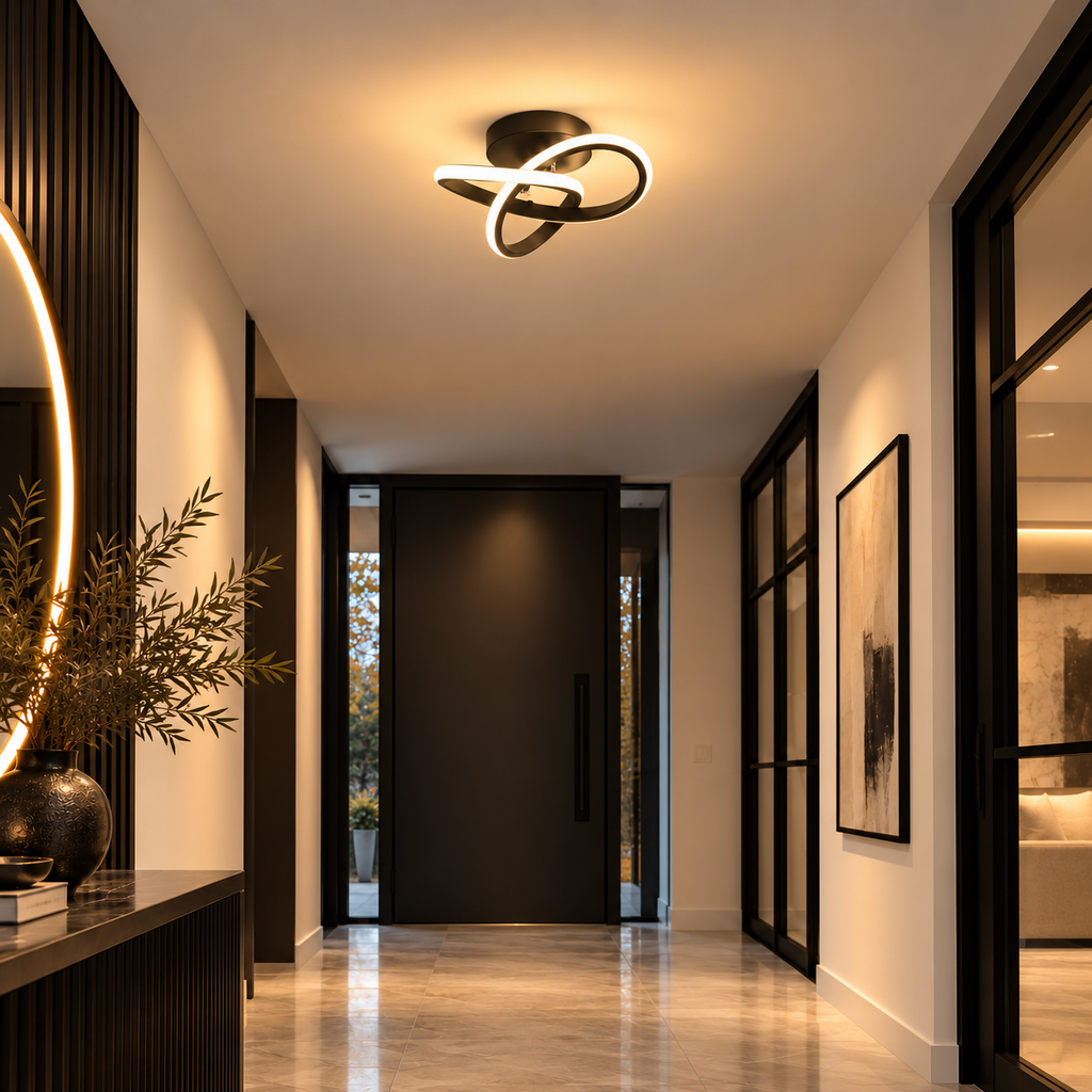 Twisted ring LED ceiling light black or white – view 2
