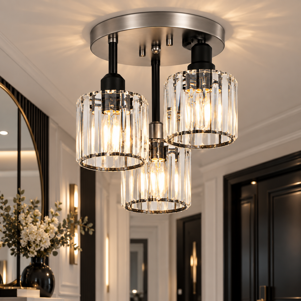 Glass rod 3 light ceiling light black gold silver – view 7