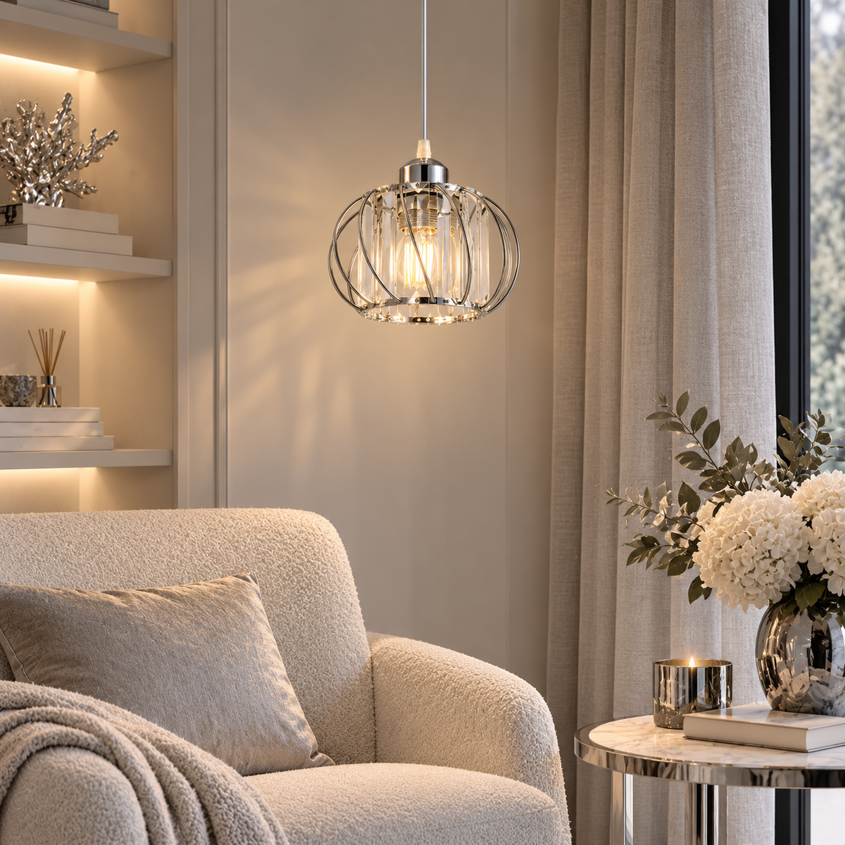 Globe cage wire pendant light black or gold – view 7