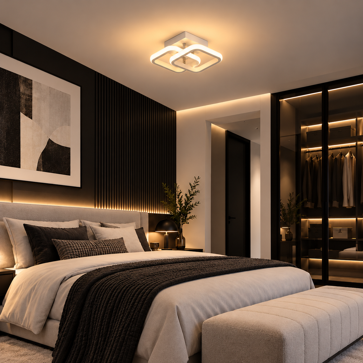 Twisted ring LED ceiling light black or white – view 6