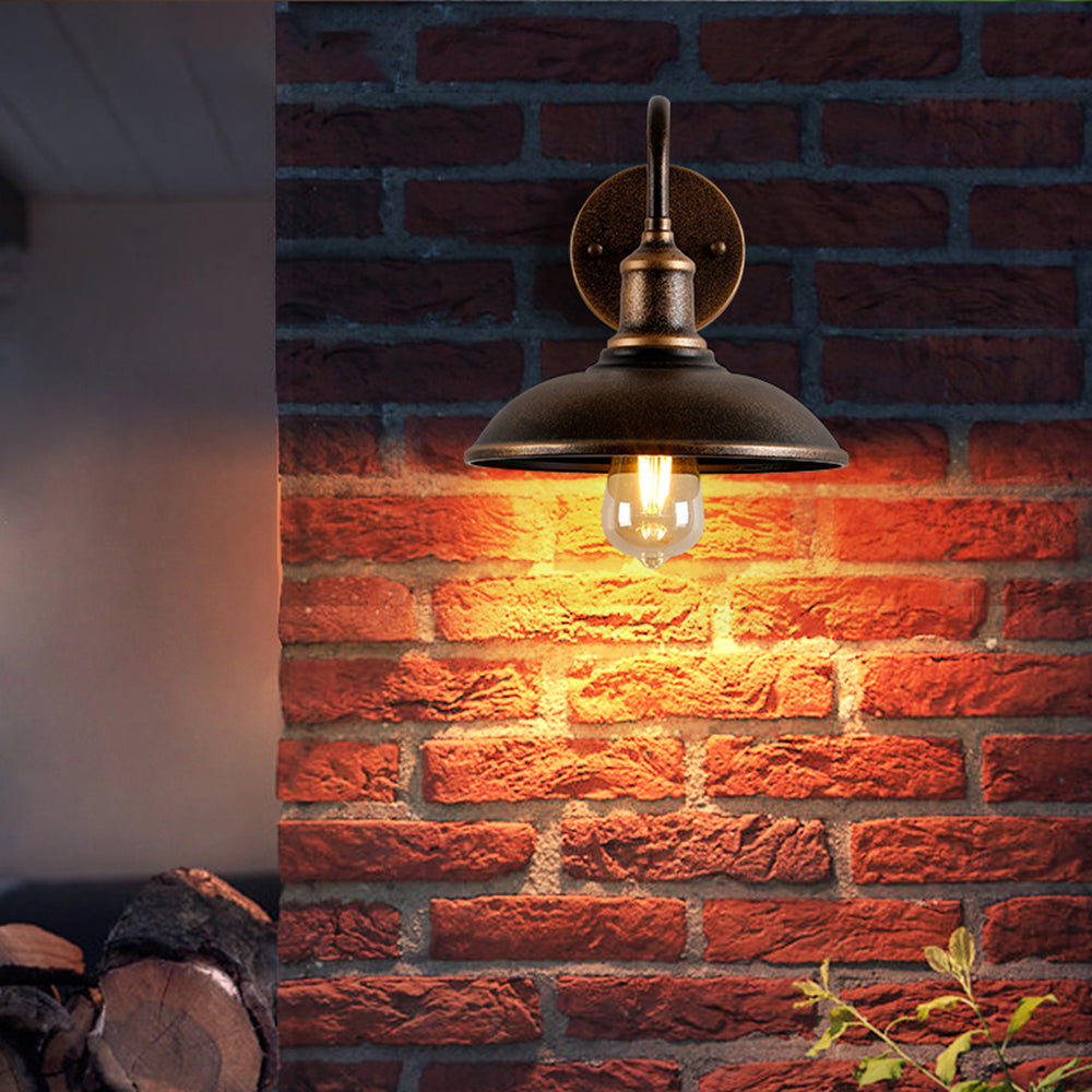 Industrial curved arm metal outdoor wall lantern by BROKLEN – view 4