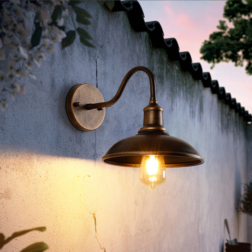 Industrial curved arm metal outdoor wall lantern by BROKLEN – view 3