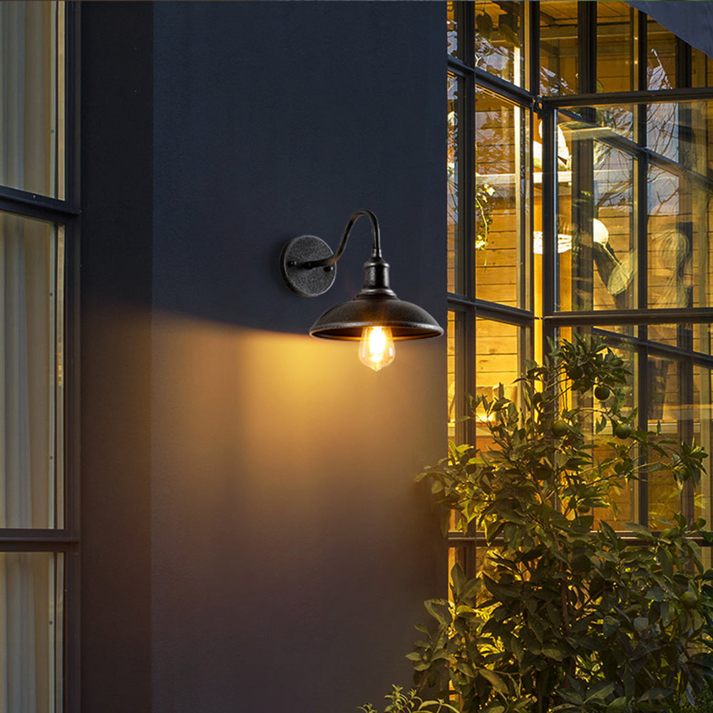 Industrial curved arm metal outdoor wall lantern by BROKLEN – view 9