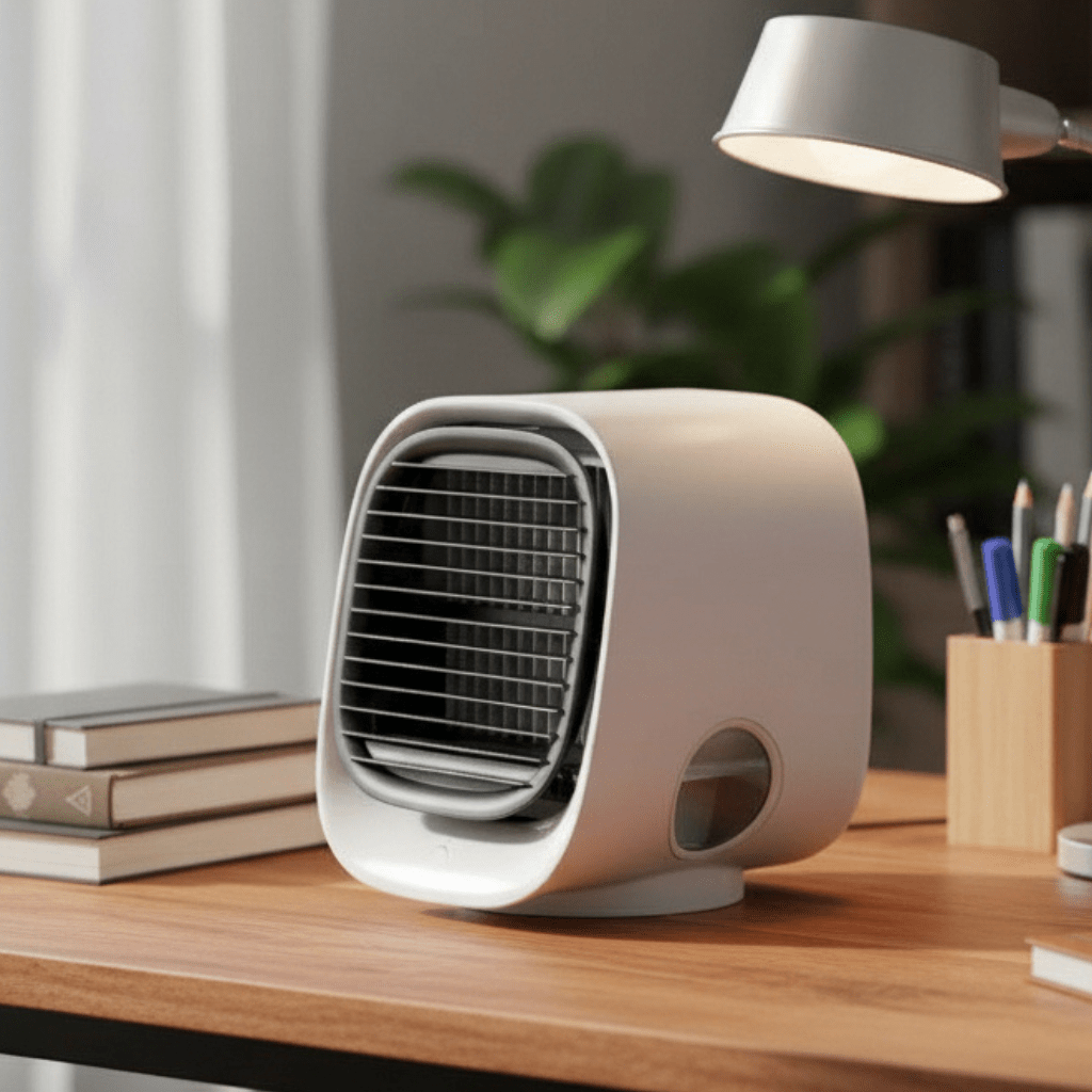 Mini 2-in-1 USB air cooler and humidifier with LED light by BROKLEN