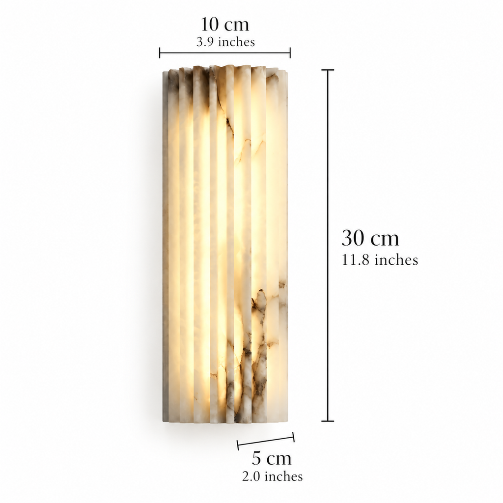 Ribbed alabaster wall light – natural stone wall sconce by BROKLEN – view 10