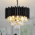 Black metal ceiling light with pointed fins and glass crystals by BROKLEN