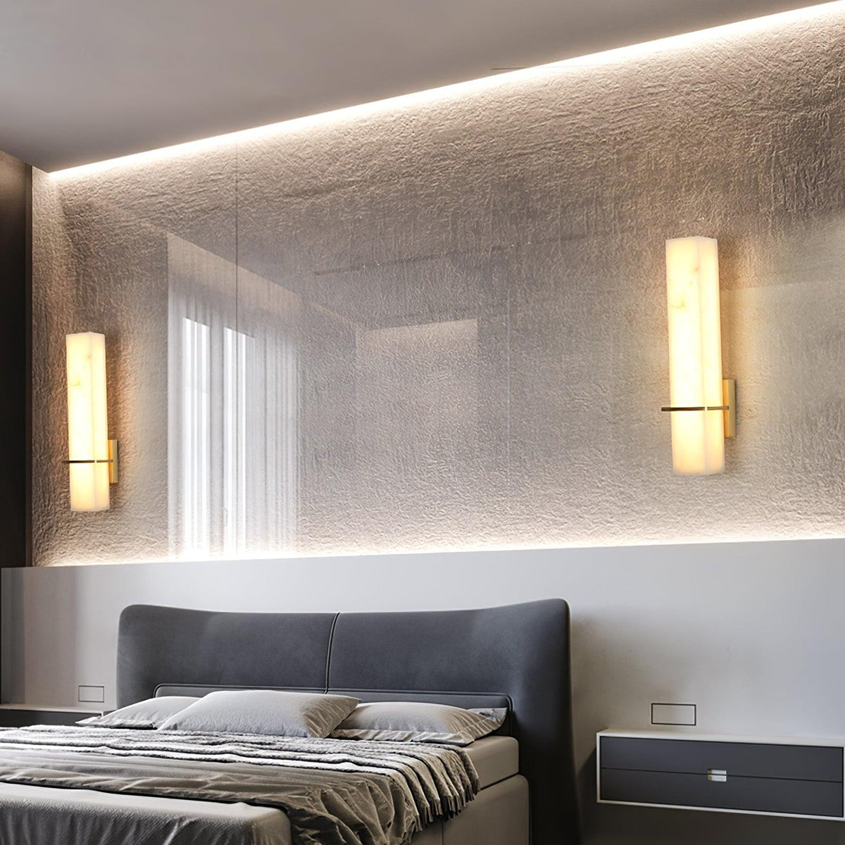 Modern rectangular alabaster LED wall light by BROKLEN – view 9