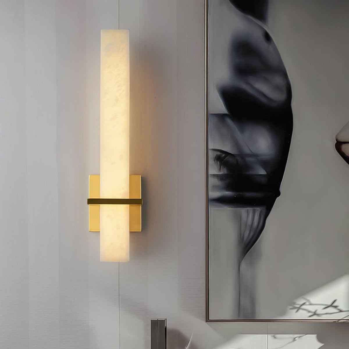 Modern rectangular alabaster LED wall light by BROKLEN – view 12