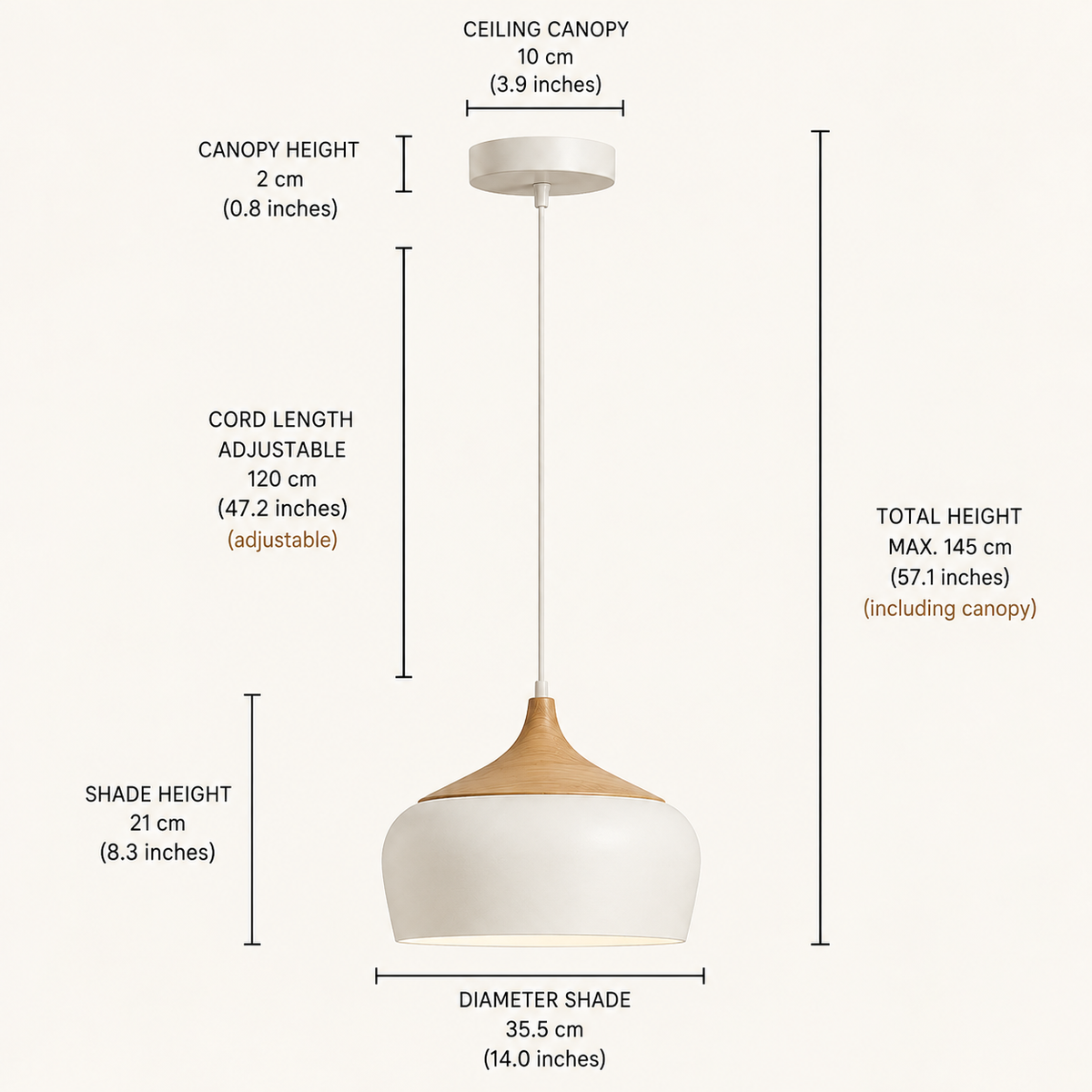 Scandinavian design pendant light in black and white by BROKLEN – view 12