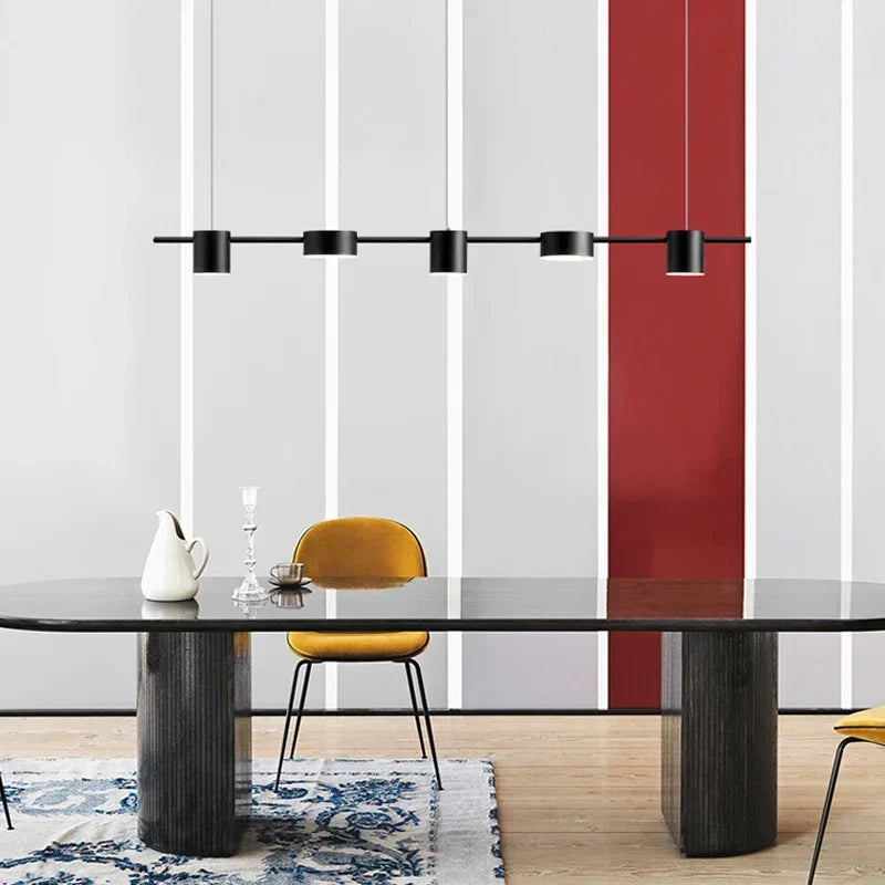 Modern linear ceiling pendant light with adjustable spotlights by BROKLEN – view 3