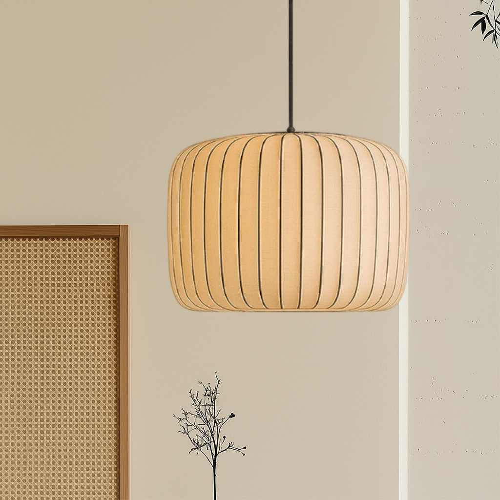 Modern ribbed silk pleated pendant lamp by BROKLEN