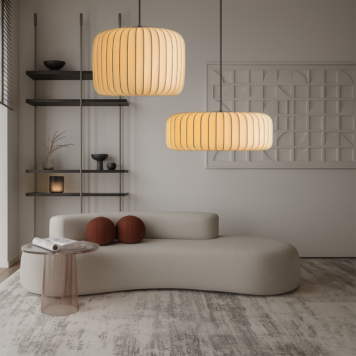 Modern ribbed silk pleated pendant lamp by BROKLEN – view 3