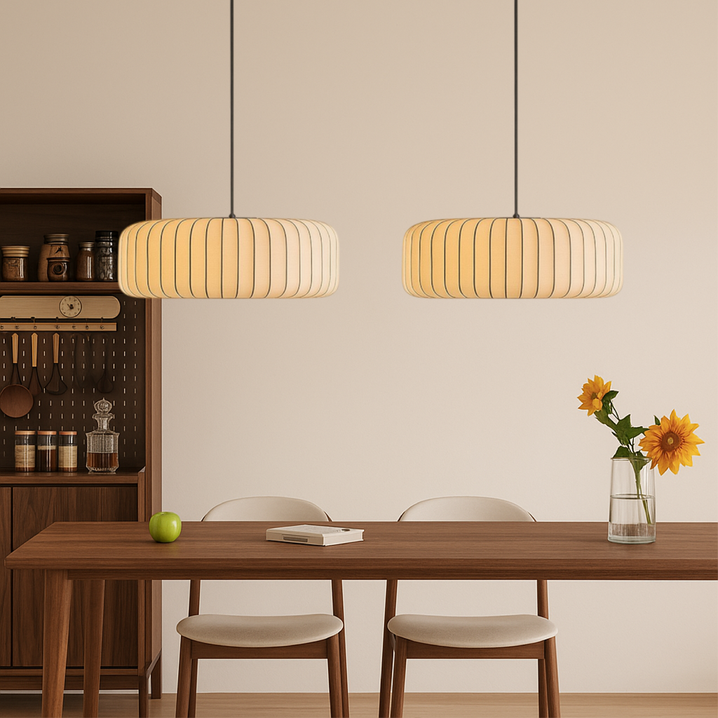 Modern ribbed silk pleated pendant lamp by BROKLEN – view 5
