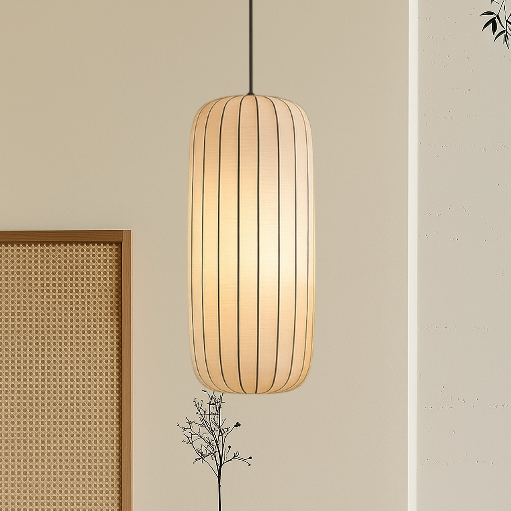 Modern ribbed silk pleated pendant lamp by BROKLEN – view 6