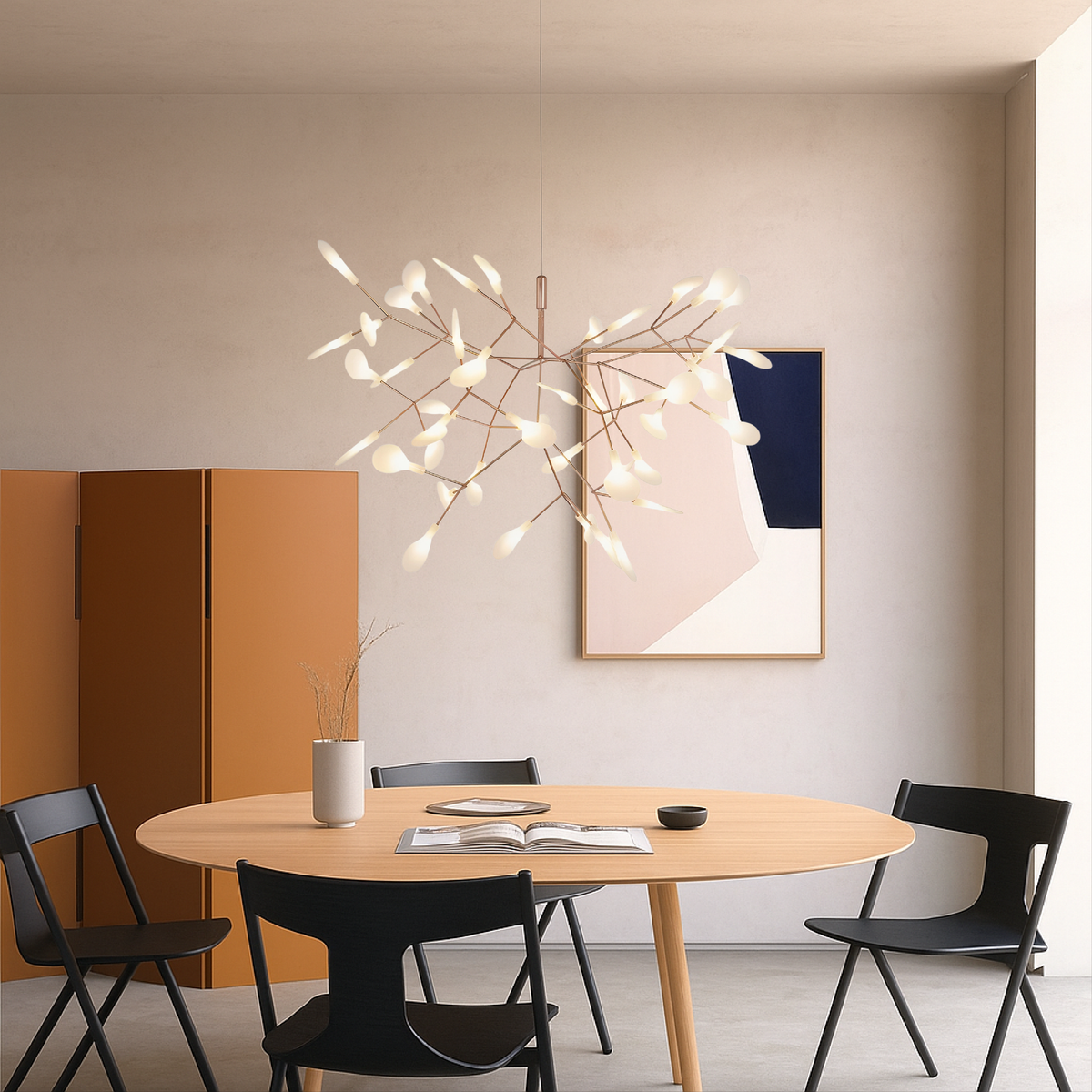 Modern rose gold firefly branch chandelier by BROKLEN