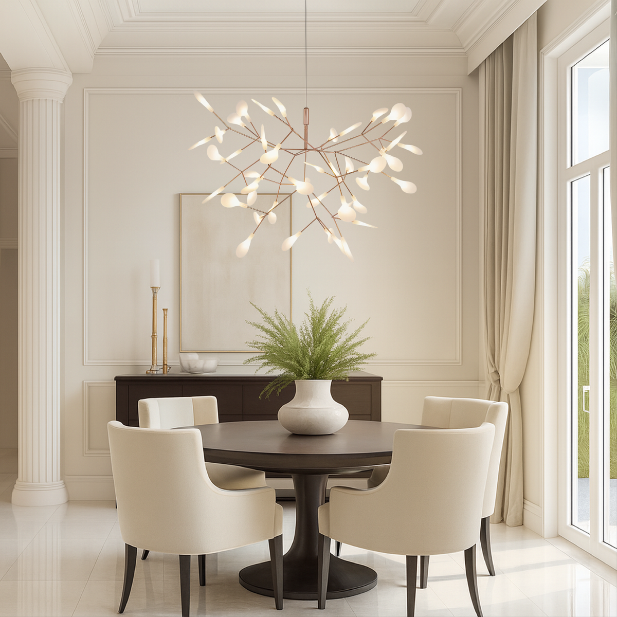 Modern rose gold firefly branch chandelier by BROKLEN – view 2