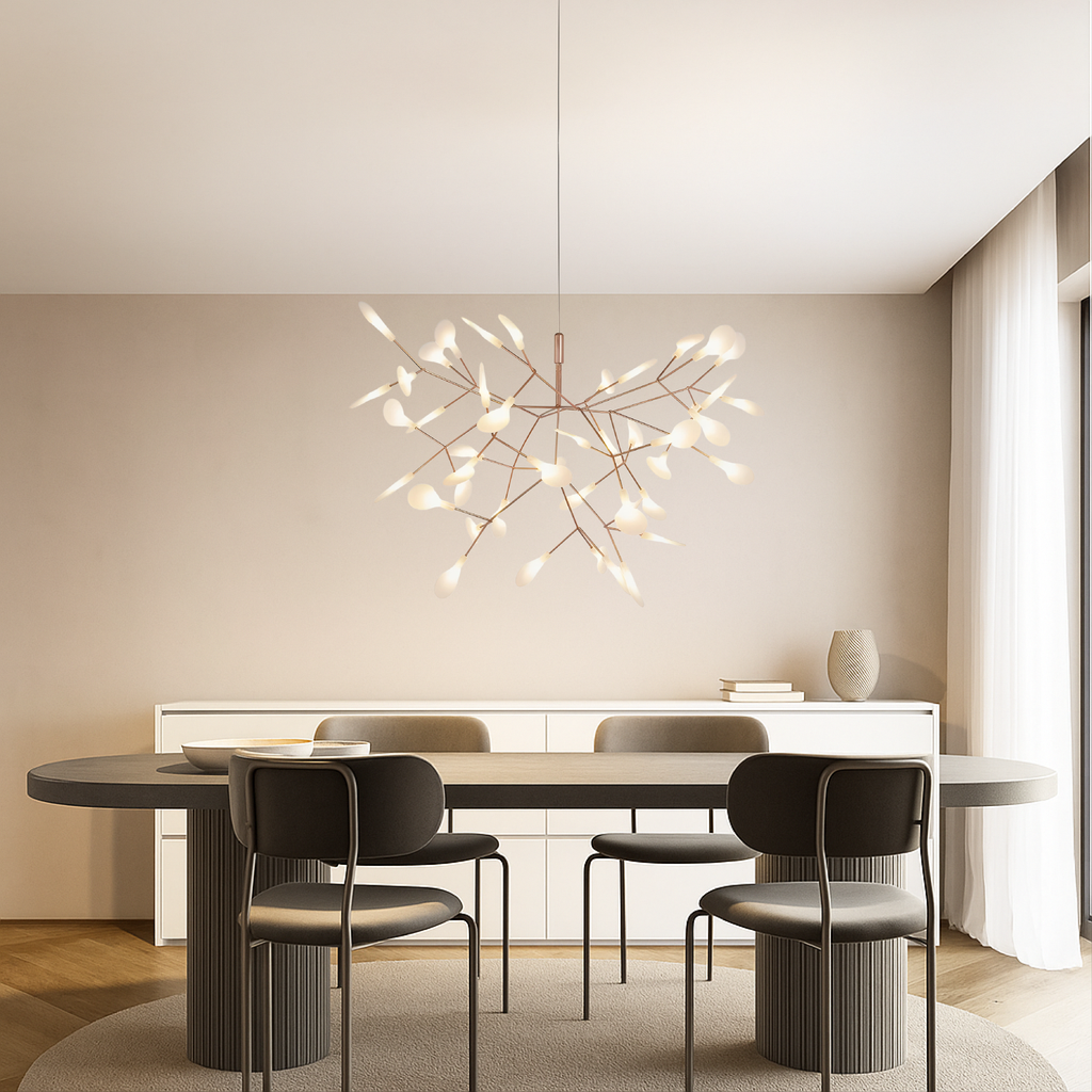 Modern rose gold firefly branch chandelier by BROKLEN – view 3