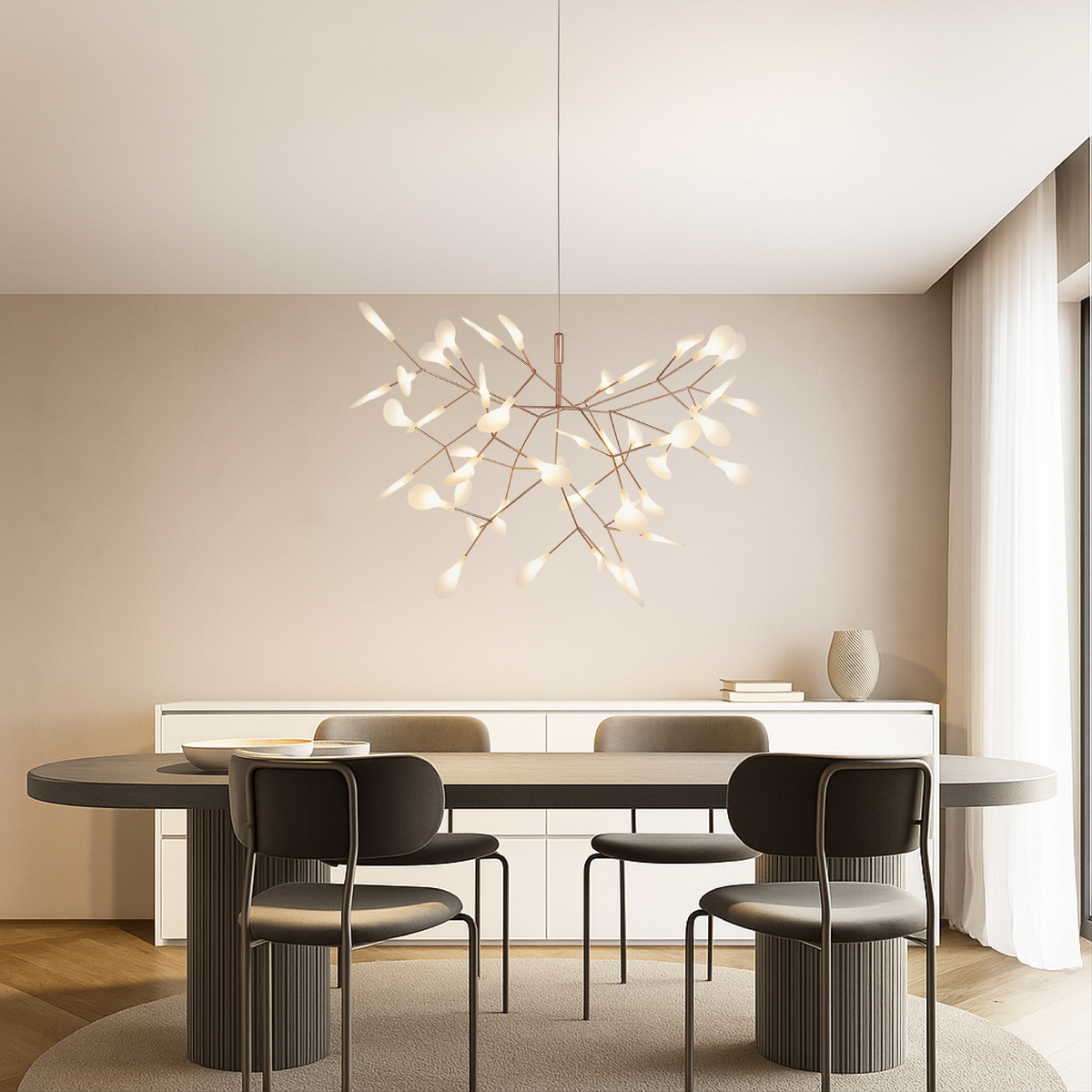 Modern rose gold firefly branch chandelier by BROKLEN – view 3