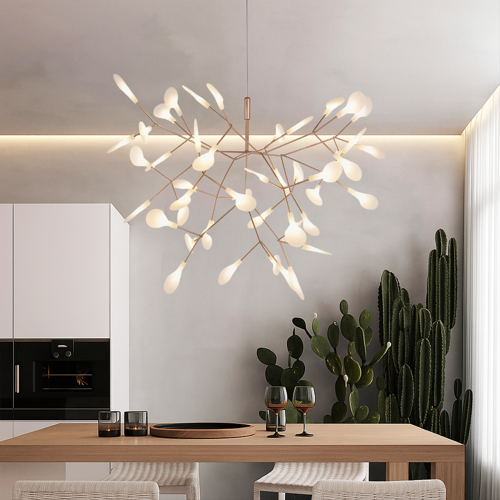 Modern rose gold firefly branch chandelier by BROKLEN – view 4