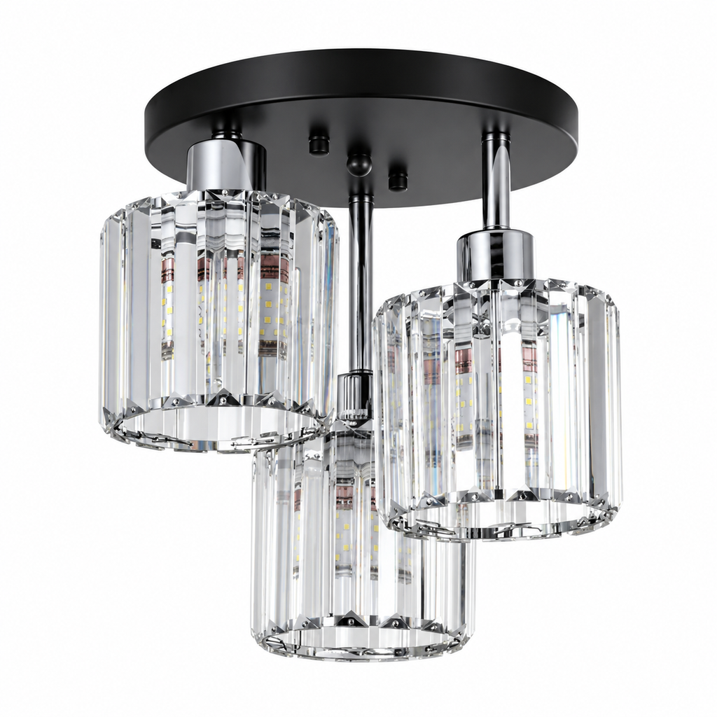Glass rod 3 light ceiling light black gold silver – view 10