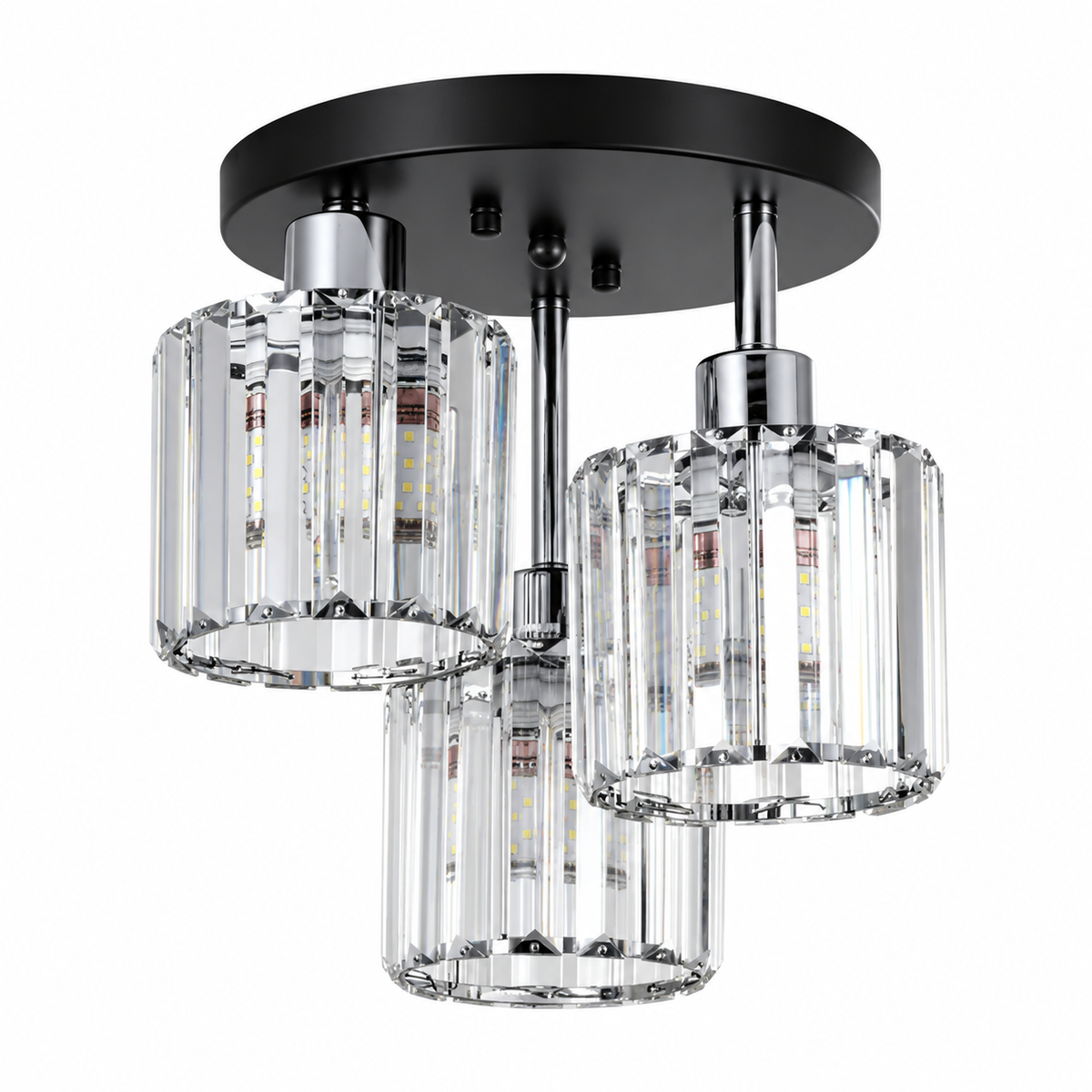 Glass rod 3 light ceiling light black gold silver – view 10