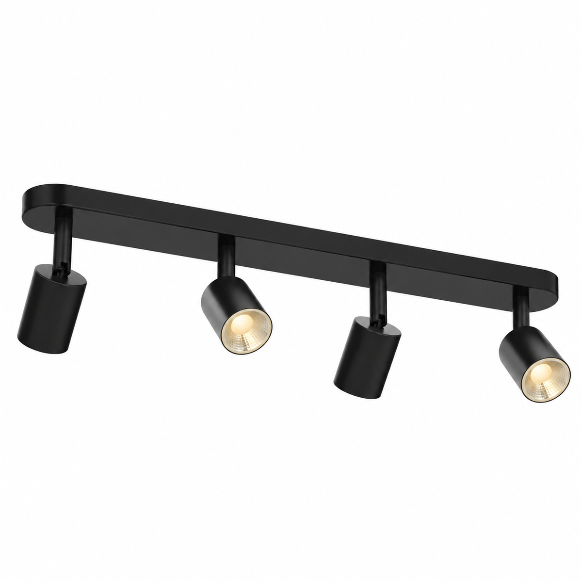 Matt black 4 spotlight ceiling track light with GU10 spots