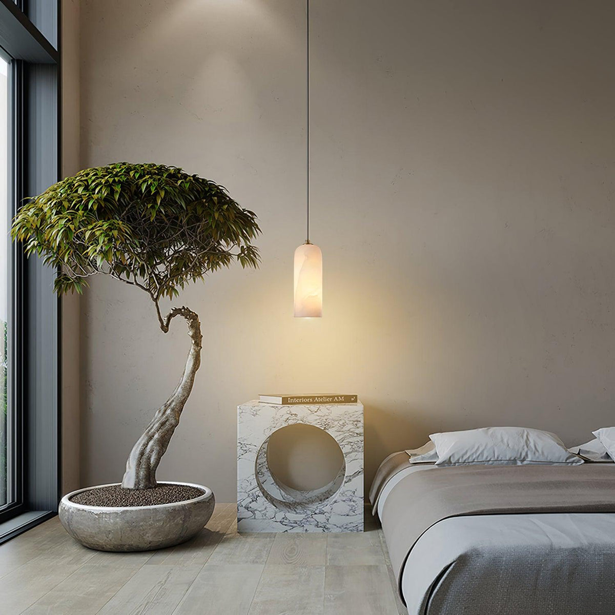 Alabaster pendant light – natural stone ceiling light by BROKLEN – view 5