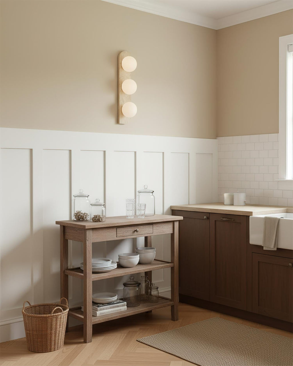 Travertine wall light with frosted glass globes by BROKLEN – view 12