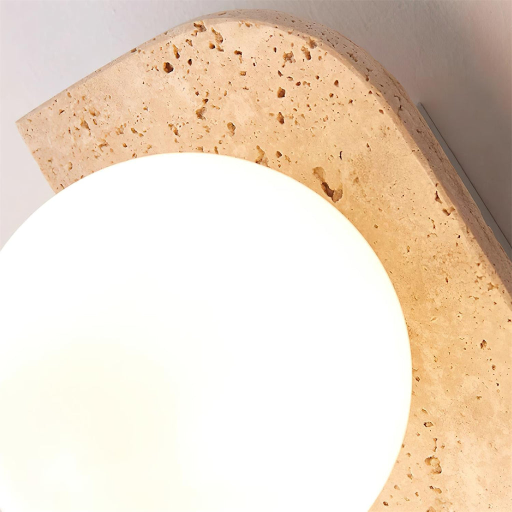 Travertine wall light with frosted glass globes by BROKLEN – view 16