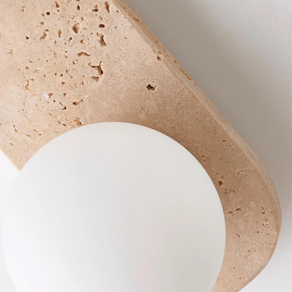 Travertine wall light with frosted glass globes by BROKLEN – view 15