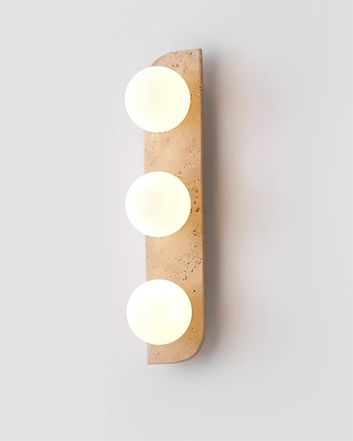 Travertine wall light with frosted glass globes by BROKLEN – view 5