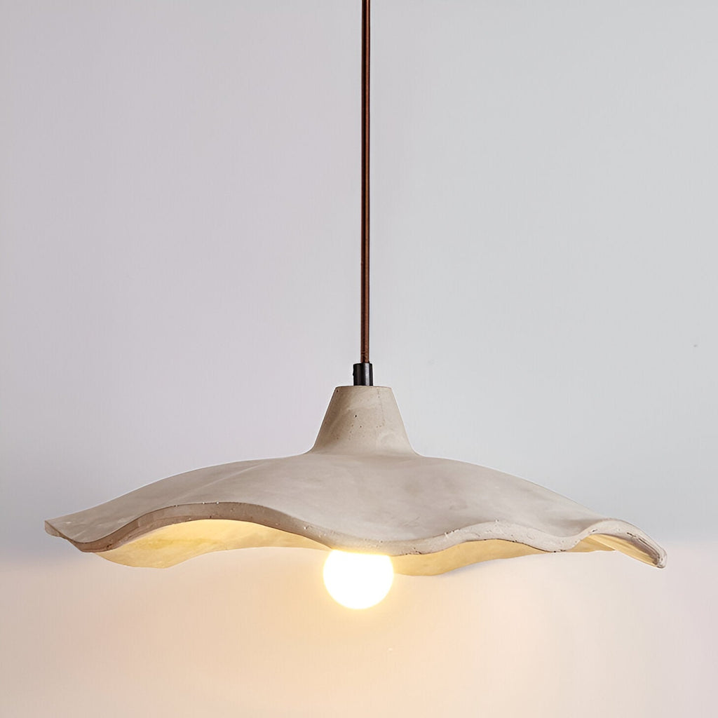 Flower-shaped cement pendant light – wabi-sabi ceiling light by BROKLEN – view 15