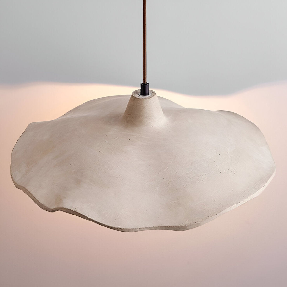 Flower-shaped cement pendant light – wabi-sabi ceiling light by BROKLEN – view 17