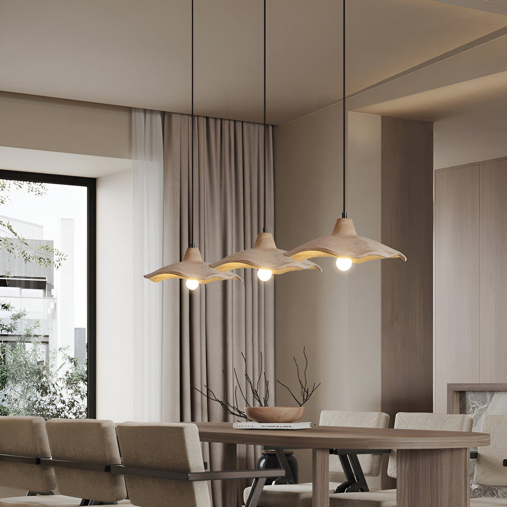 Flower-shaped cement pendant light – wabi-sabi ceiling light by BROKLEN – view 12