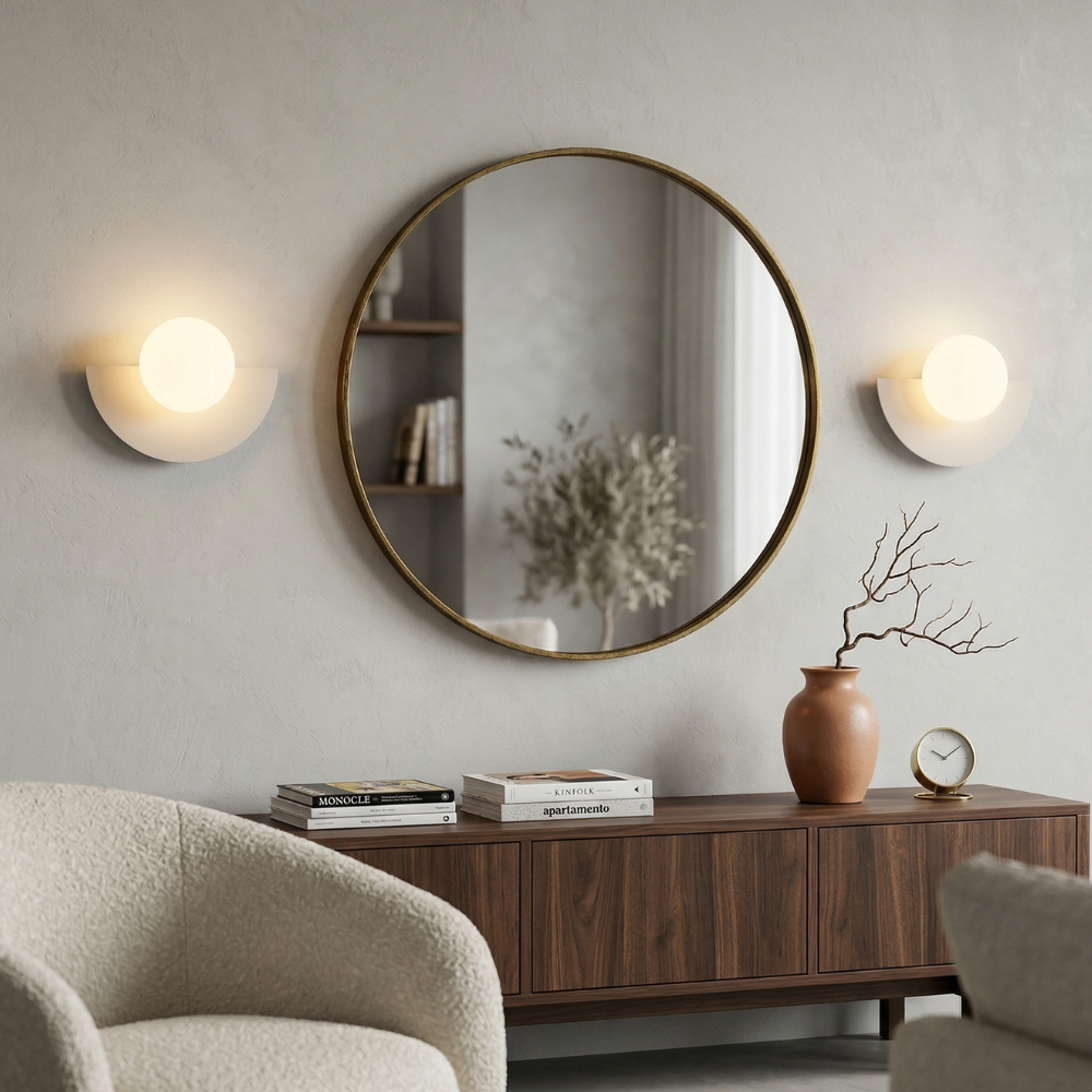 Nordic semi-round LED wall sconce in six colours by BROKLEN – view 3