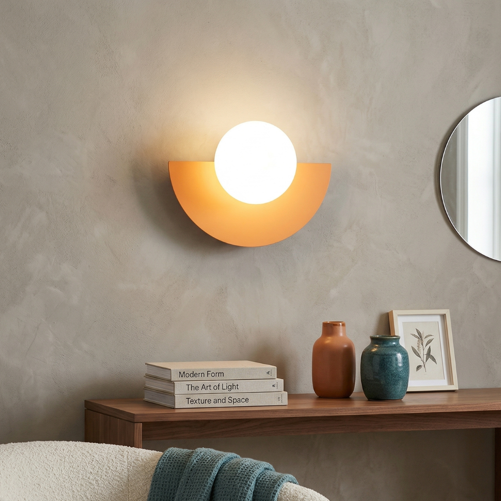 Nordic semi-round LED wall sconce in six colours by BROKLEN – view 7