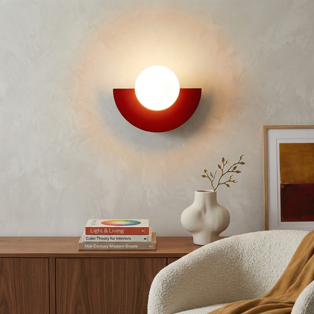 Nordic semi-round LED wall sconce in six colours by BROKLEN – view 5