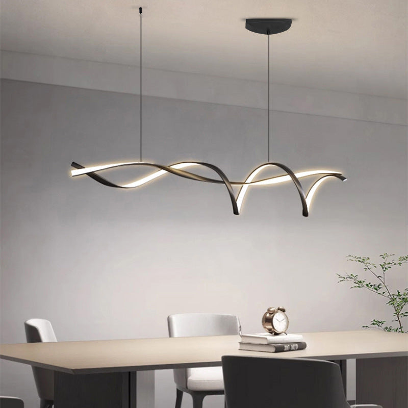 Scandinavian linear LED dining table pendant light by BROKLEN – view 7