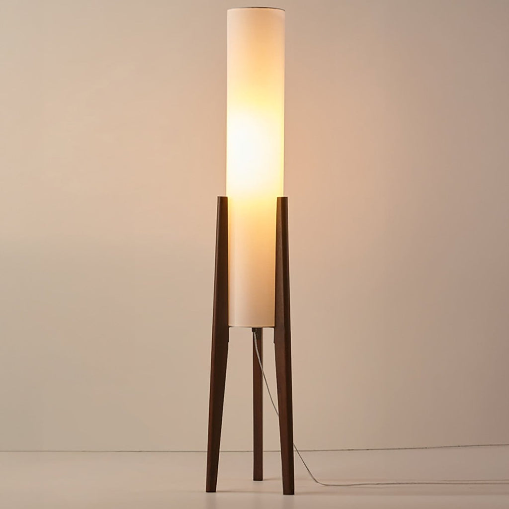 Japandi solid walnut floor lamp with fabric shade by BROKLEN – view 7