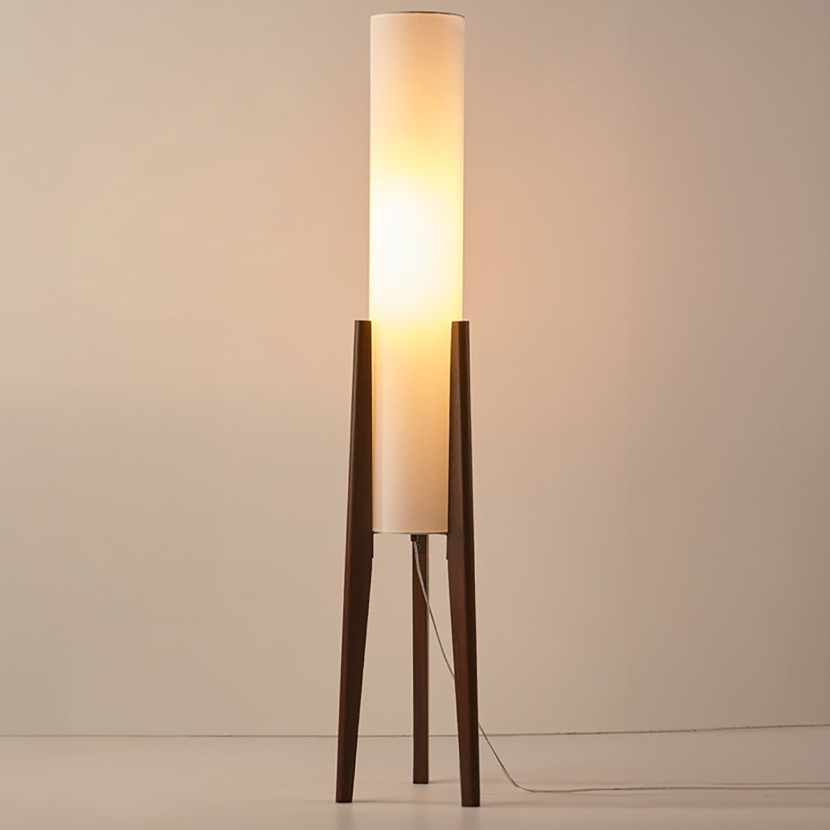 Japandi solid walnut floor lamp with fabric shade by BROKLEN – view 7