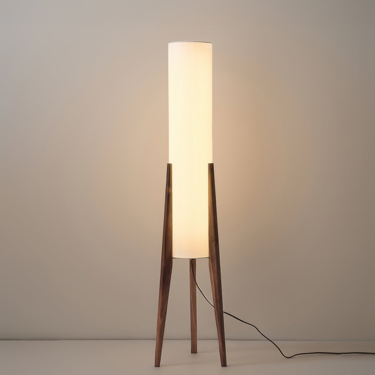 Japandi solid walnut floor lamp with fabric shade by BROKLEN – view 6