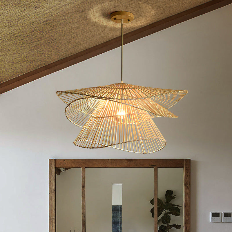 Organic woven rattan pendant light by BROKLEN