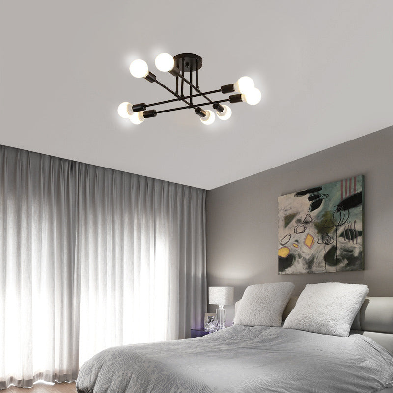 Sputnik semi flush mount chandelier in black and gold by BROKLEN – view 3