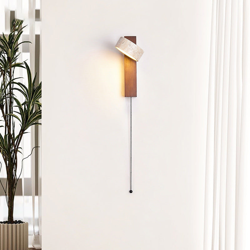 Adjustable travertine and wood wall light – bedside reading wall lamp by BROKLEN – view 13