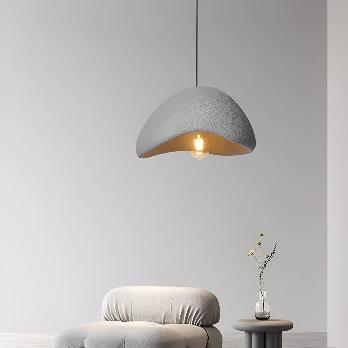 Wabi-sabi cloud burst pendant light in white and grey by BROKLEN – view 8