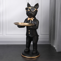 Polyresin bulldog butler statue with gold tray by BROKLEN