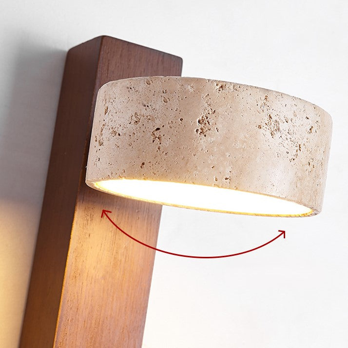 Adjustable travertine and wood wall light – bedside reading wall lamp by BROKLEN – view 7