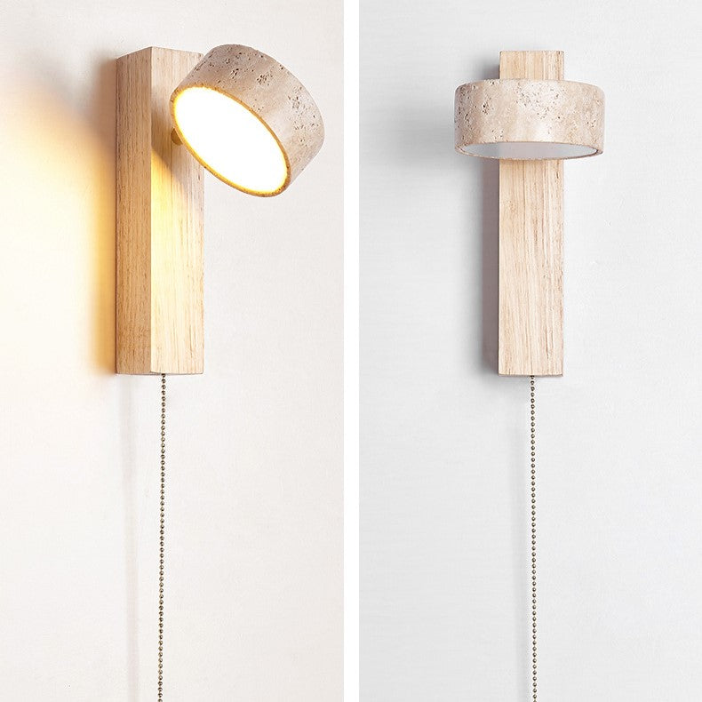 Adjustable travertine and wood wall light – bedside reading wall lamp by BROKLEN – view 5