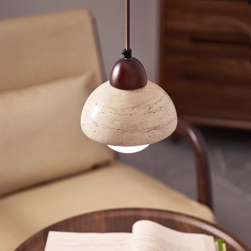 Modern mushroom stone pendant light by BROKLEN – view 2